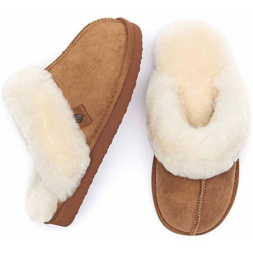Moshulu Women's 'Tiree' Sheepskin Mule Slippers in Tan