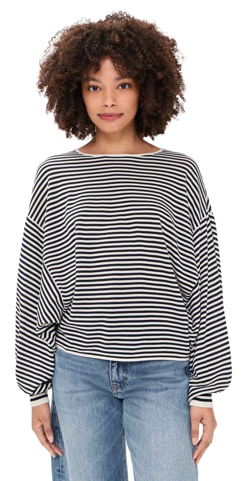 The Stripe Slouchy Sweater Cream Multi