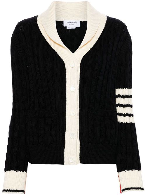 4-Bar cable-knit cardigan - Blue