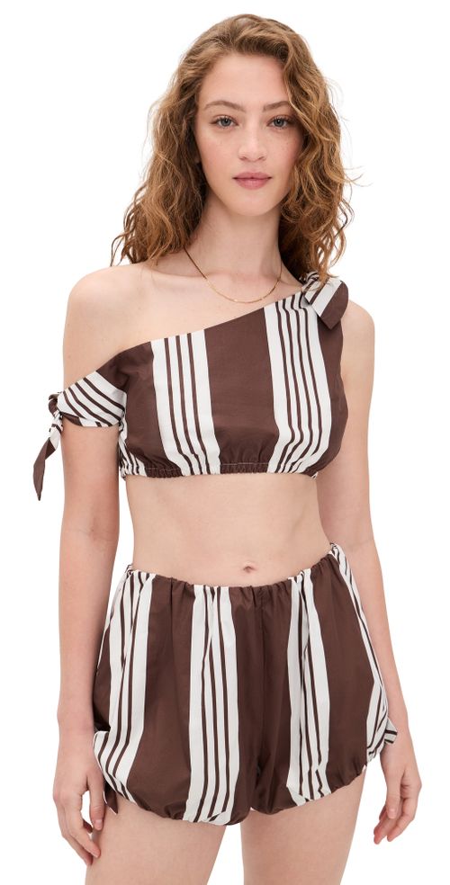 Rosie Tie Top Chocolate Stripe