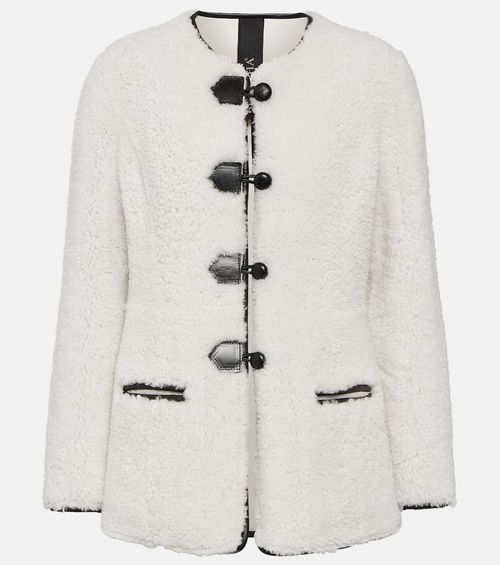 Leather-trimmed shearling jacket