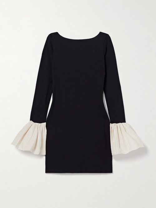 Hawthorne Taffeta-trimmed Stretch-ponte Mini Dress - Black