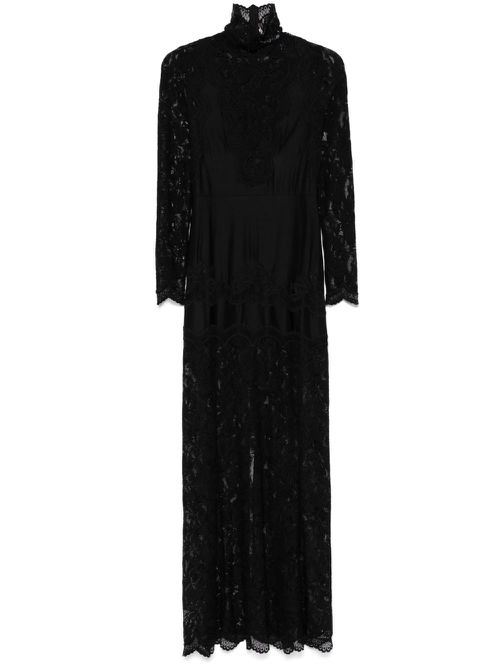 Floral lace-appliqué maxi dress - Black