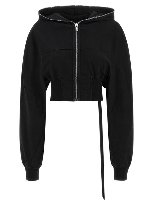 Cropped Compact Cotton Hoodie — Black