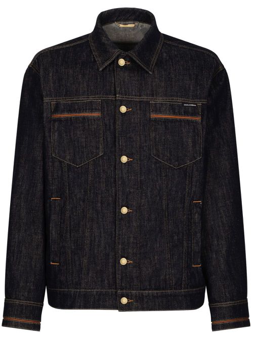 Contrast-stitching denim jacket - Black