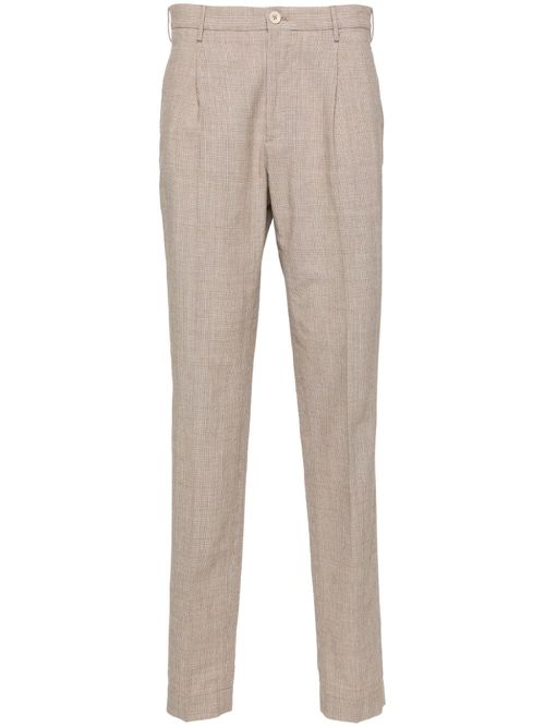 Mini-check straight-leg trousers - Brown