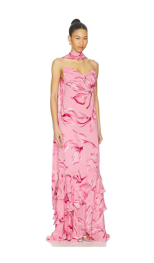 ROCOCO SAND Cowl Maxi Dress With Sash in Blush. - XXS also in S, XS, M