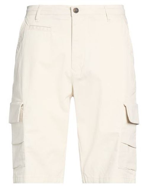 Man Shorts & Bermuda Shorts Ivory Size 34 Cotton, Elastane