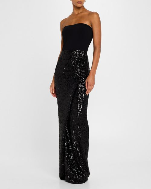 Baloc Strapless Sequin Column Gown