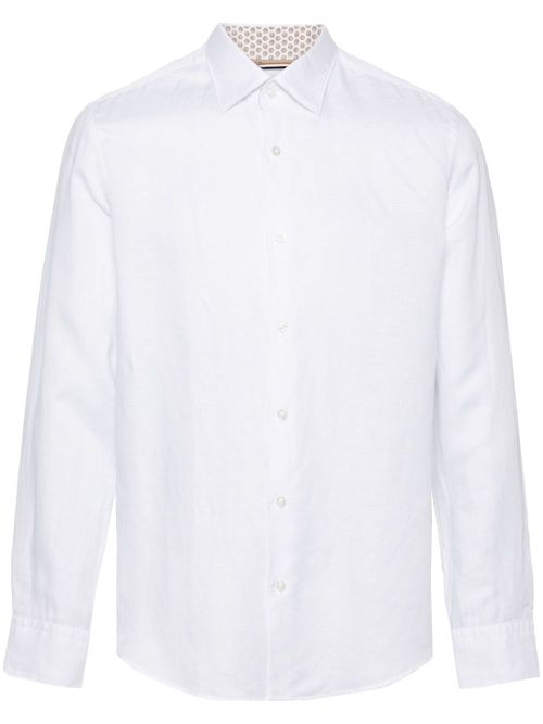 Spread-collar linen-blend shirt - White