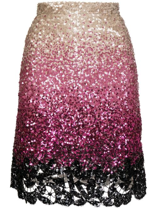Sequinned gradient-effect mini dress - Pink