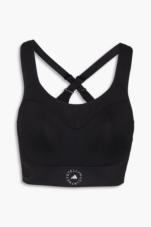 Printed stretch sports bra - Black - XL A