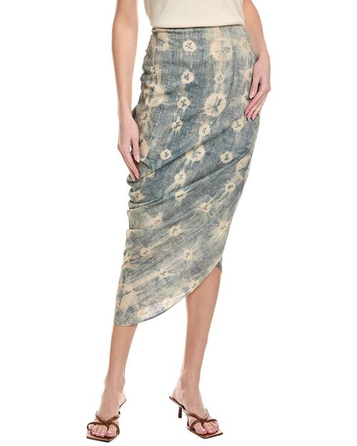Noor Linen-Blend Midi Skirt