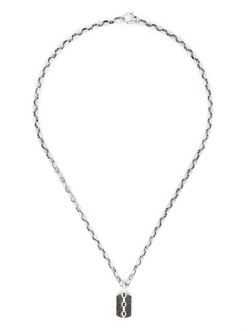 Sterling silver medium Thorn Razer Tag sapphire necklace