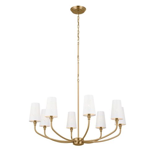 Brushed Natural Brass Chandelier from the Adeena Collection
