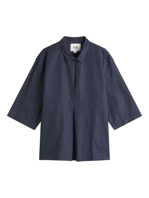 Short-sleeve linen polo shirt - Blue