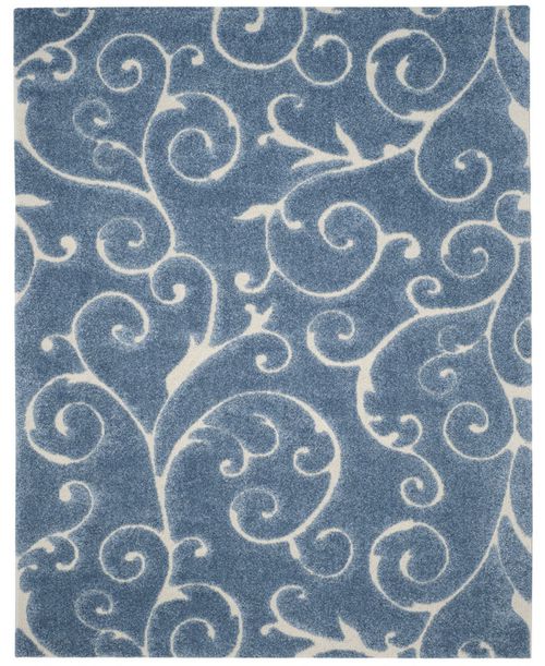 "Florida Shag SG455 8'6"" x 12' Area Rug - Light Blue/Cream"