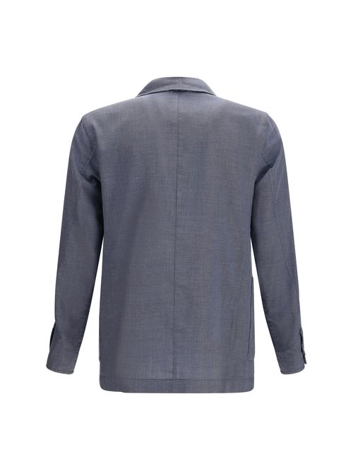 Cotton-Silk Blend Blazer — Gray