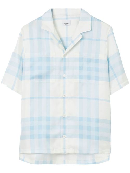 Check-print silk shirt - Blue