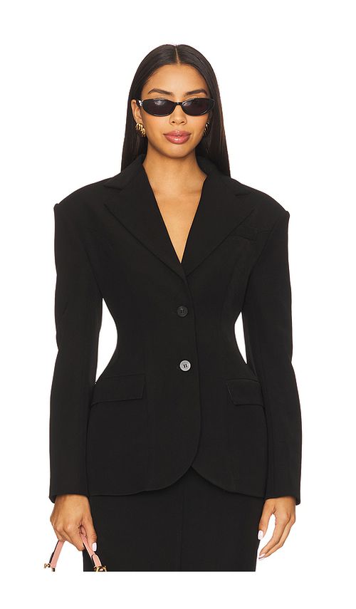Line & Dot Ida Hourglass Blazer in Black. L. Also in S