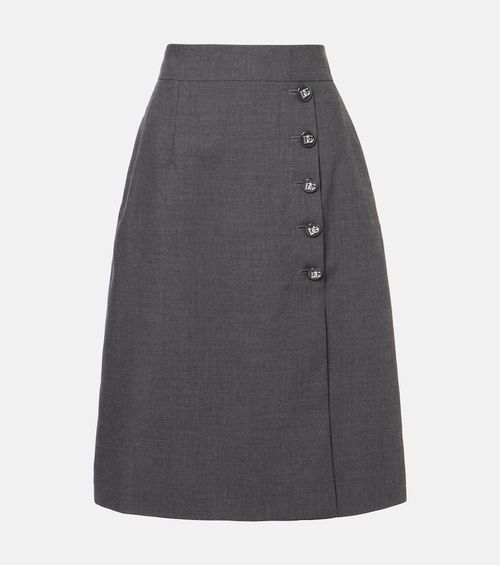 Virgin wool midi skirt