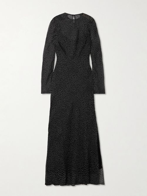 Lisander Layered Polka-dot Silk-chiffon Maxi Dress - Black