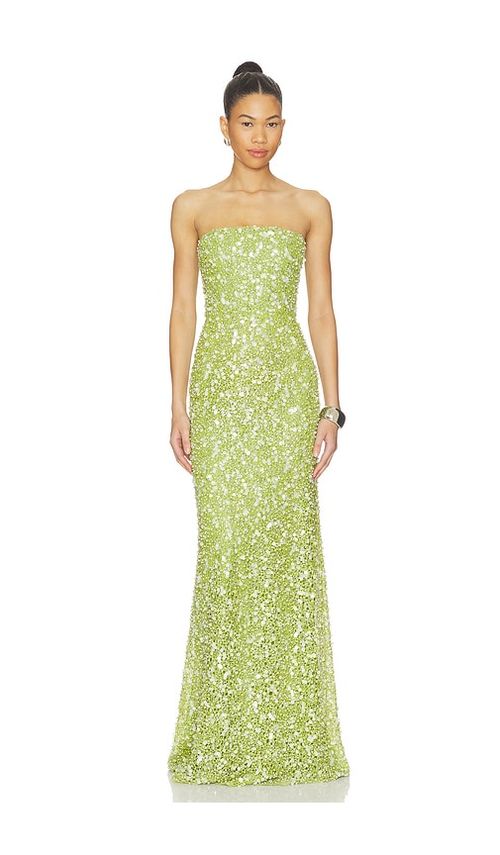 SAU LEE Courtney Beaded Dress in Green. 10. Also