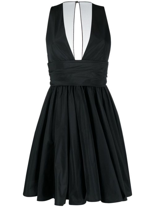V-neck pleated dress - Black