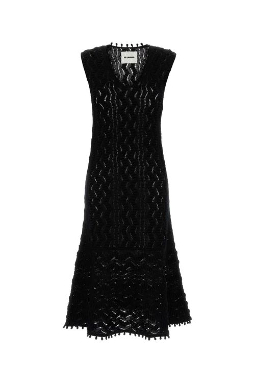 Openwork Cotton Dress — Black