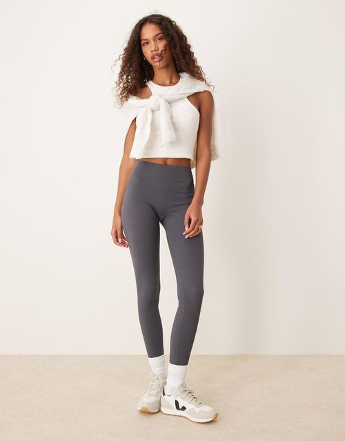 New Look seamless ribbed leggings in grey