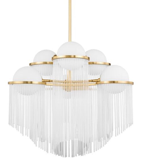 Corbett Celestial 6-Light Transitional Chandelier in Aged Bra