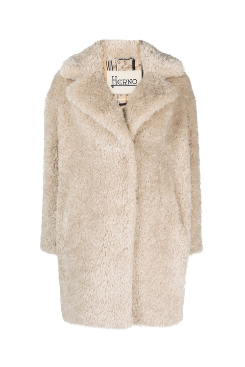 Faux-Shearling Coat — Beige