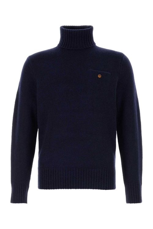 Navy Blue Wool Blend Sweater