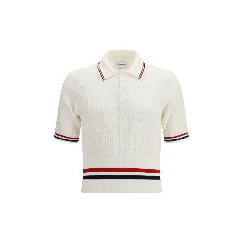 Striped Cotton Polo Shirt — White