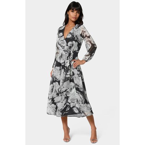 Women's Print Wrap Midi Dress