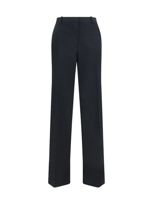 Wide-Leg Pleated Merino Wool Trousers — Black