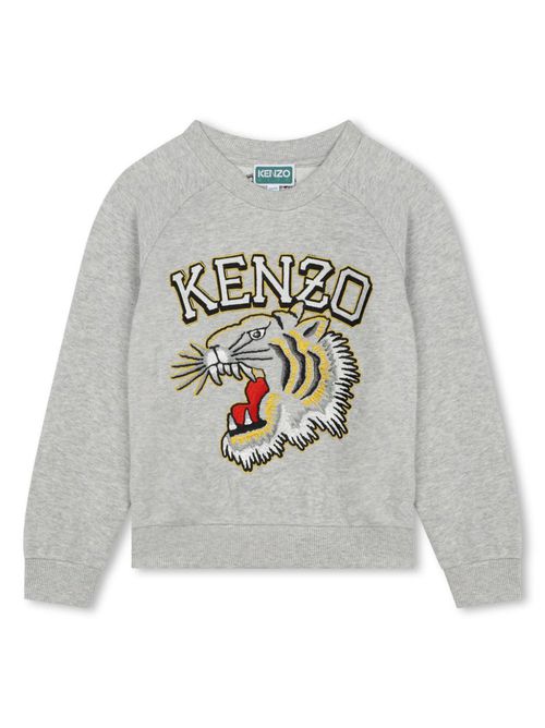 Kotora tiger-embroidered cotton sweatshirt - Grey