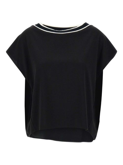 Stripe-trim T-shirt - Black