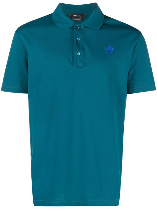 Medusa embroidered polo shirt - Blue