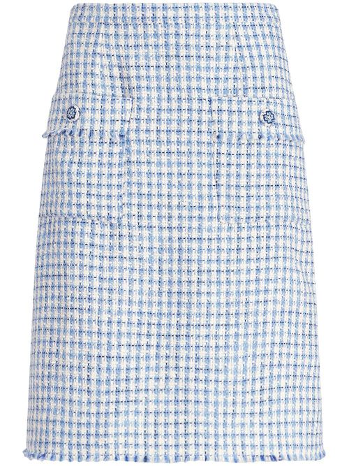 Tweed sheath midi skirt - Blue
