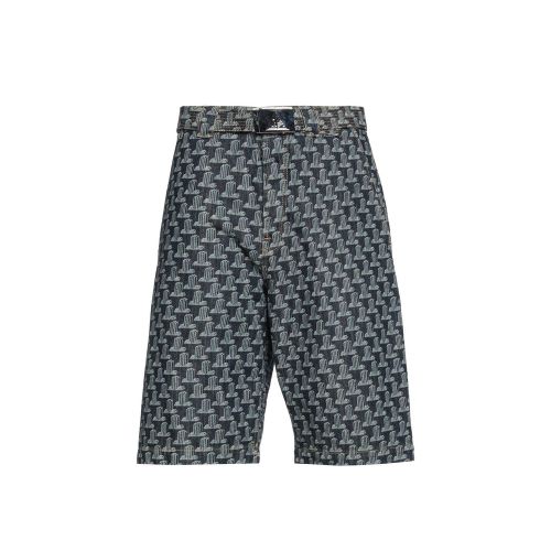 Monogram-Jacquard Cotton Shorts — Navy