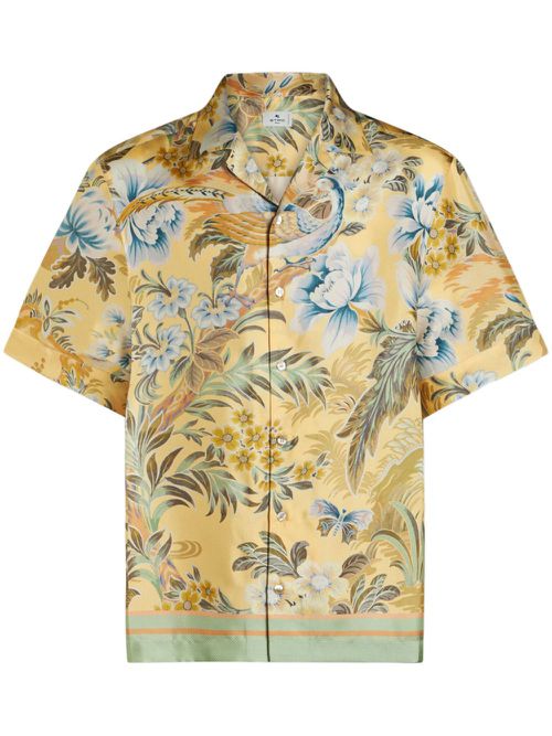 Floral-print silk shirt - Neutrals