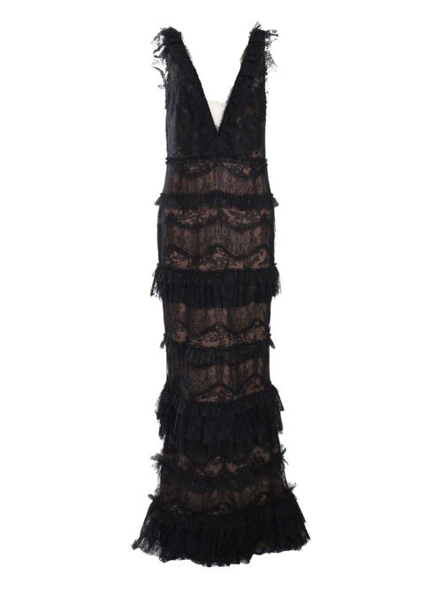 chinese dress ladies Chantilly Lace Tiered Gown