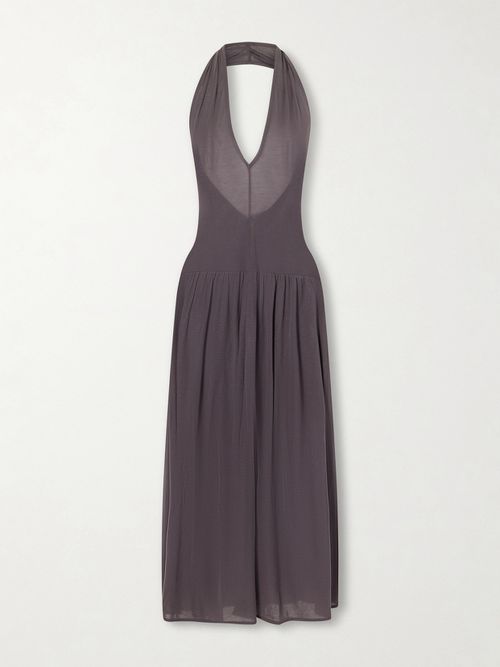 Tencel Lyocell Halterneck Midi Dress - Gray