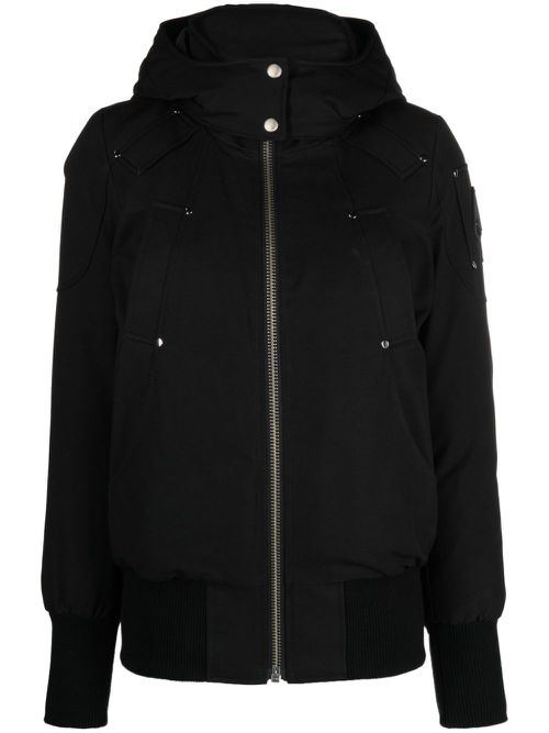 Ballistic high-neck studded hooded jacket - Black