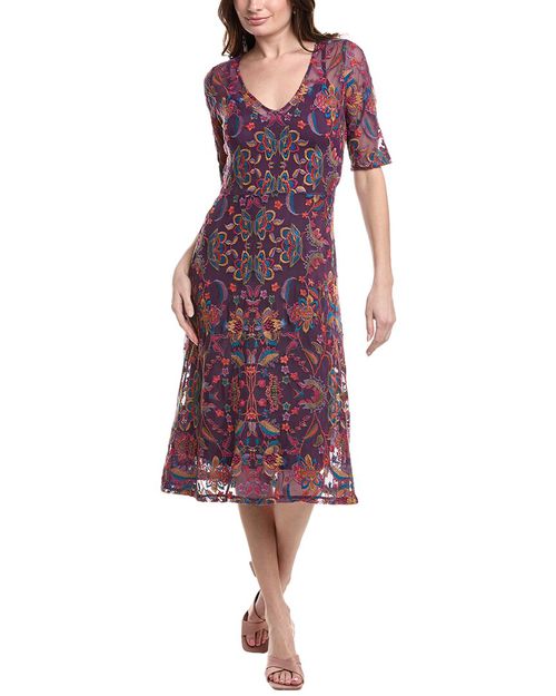 motel fayola mesh midi dress Fayola Printed Maxi Dress in Watercolour Navy