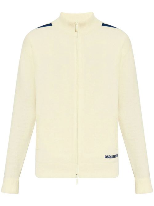 Stripe-Detailing Wool Blend Cardigan — Ivory