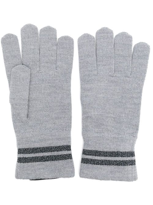 Striped knit gloves - Grey