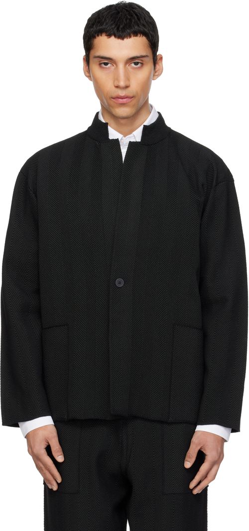 Black Inlaid Knit Jacket