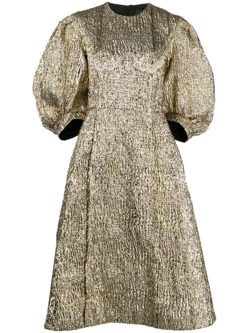 Crystal-embellished cloqué midi dress - Gold